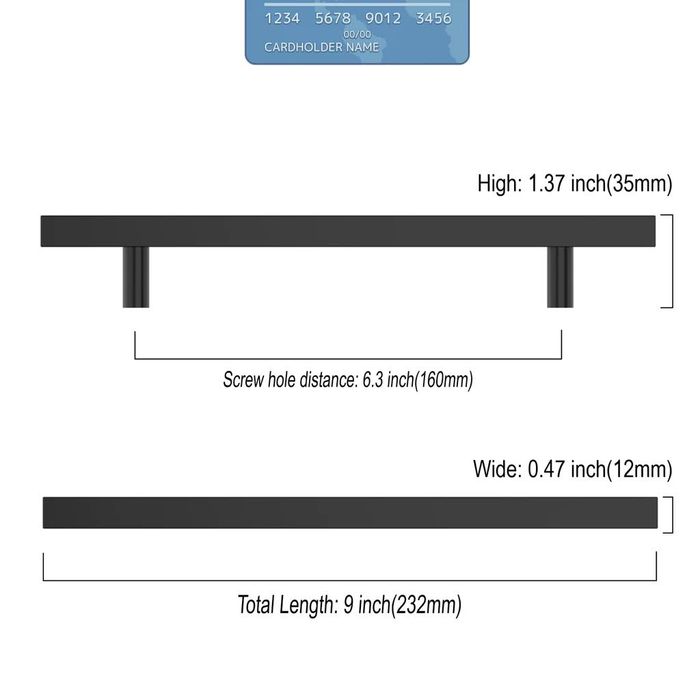 Масивни Черни мебелни дръжки, 140мм, 160мм