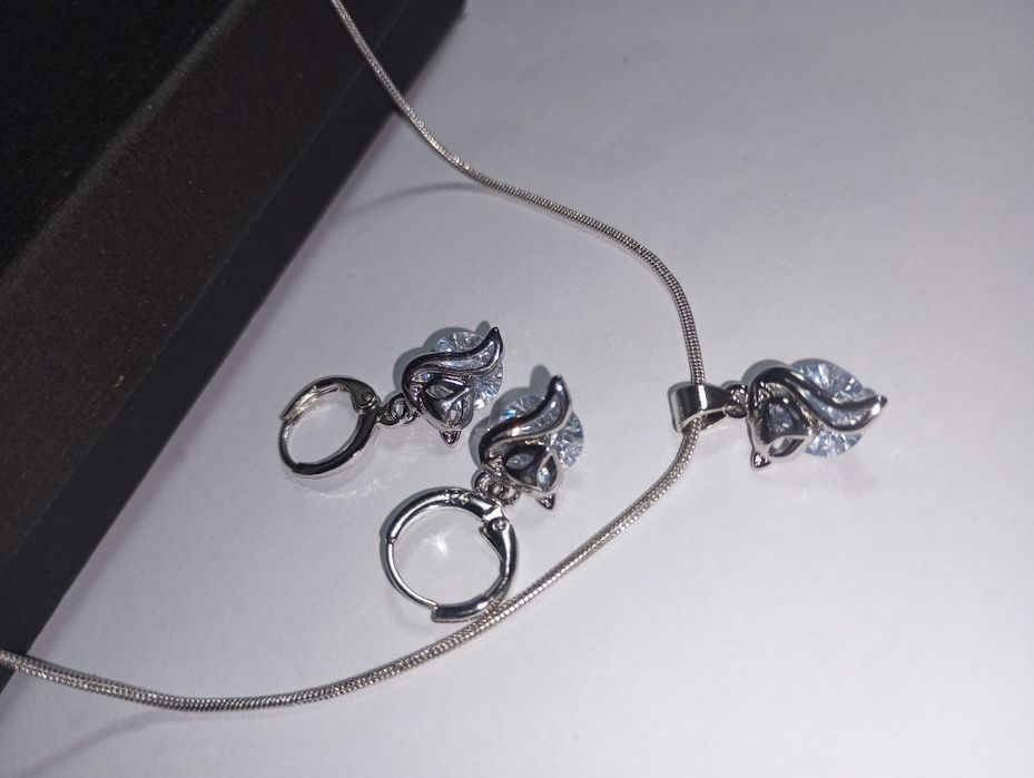 Set din argint 925 cu zirconiu, Pisică
