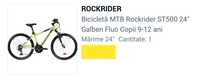 ROCKRIDER Bicicletă MTB Rockrider ST500 24" Galben Fluo Copii 9-12 ani