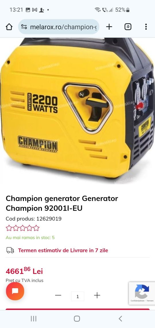 Generator Champion 2.2Kw impecabil