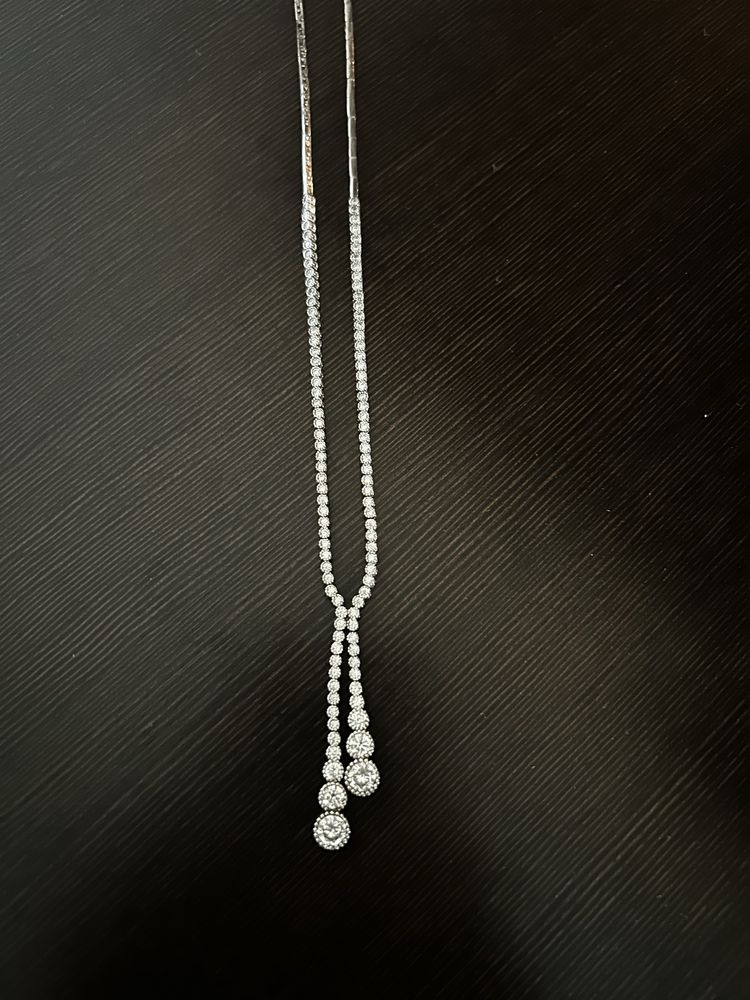 Красиво сребърно колие 925 с циркони
