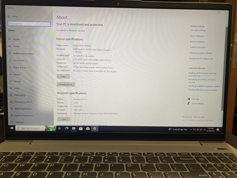 Lenovo, AMD Ryzen 5-4500U, 16GB ram, 128GB SSD, 1 TB HDD, #33333