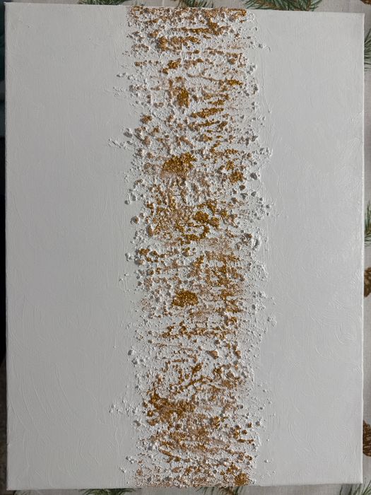 Tablou pictură albă texturată 30 cm x 40 cm, făcut manual