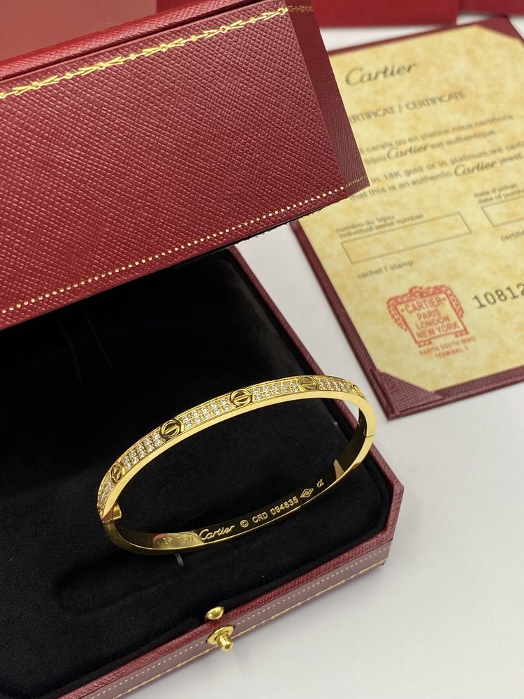 Brățară Cartier LOVE 19 Gold 750 Small Diamonds Full Box