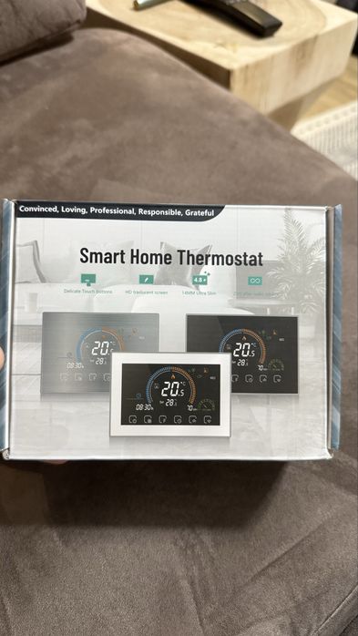 Termostat WiFi Negru, LCD 4.8 inch, Touchscreen, Smart