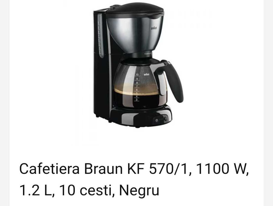 Cafetiera Braun KF 570/1, 1100 W, 1.4 L, 10 cești, Negru