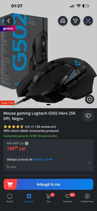 Mouse G502 Hero 25K DPI