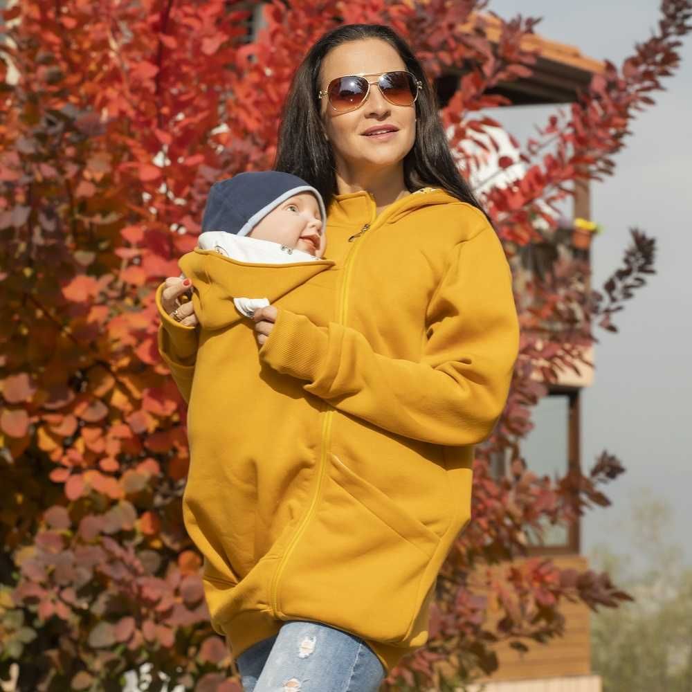 Разпродажба | Памучен суитшърт за бебеносене Simply - MUSTARD
