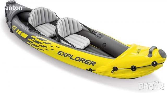 Нов двуместен каяк Intex Explorer K2 с помпа 2 ауминиеви гребла и сак