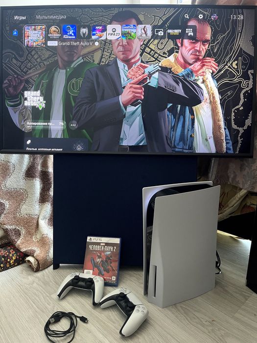 Приставка Sony PlayStation 5 + игр 6 штук + 2 джостика