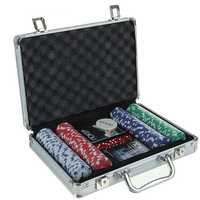 Покерный игровой новый набор в металлическом кейсе на 200 фишек