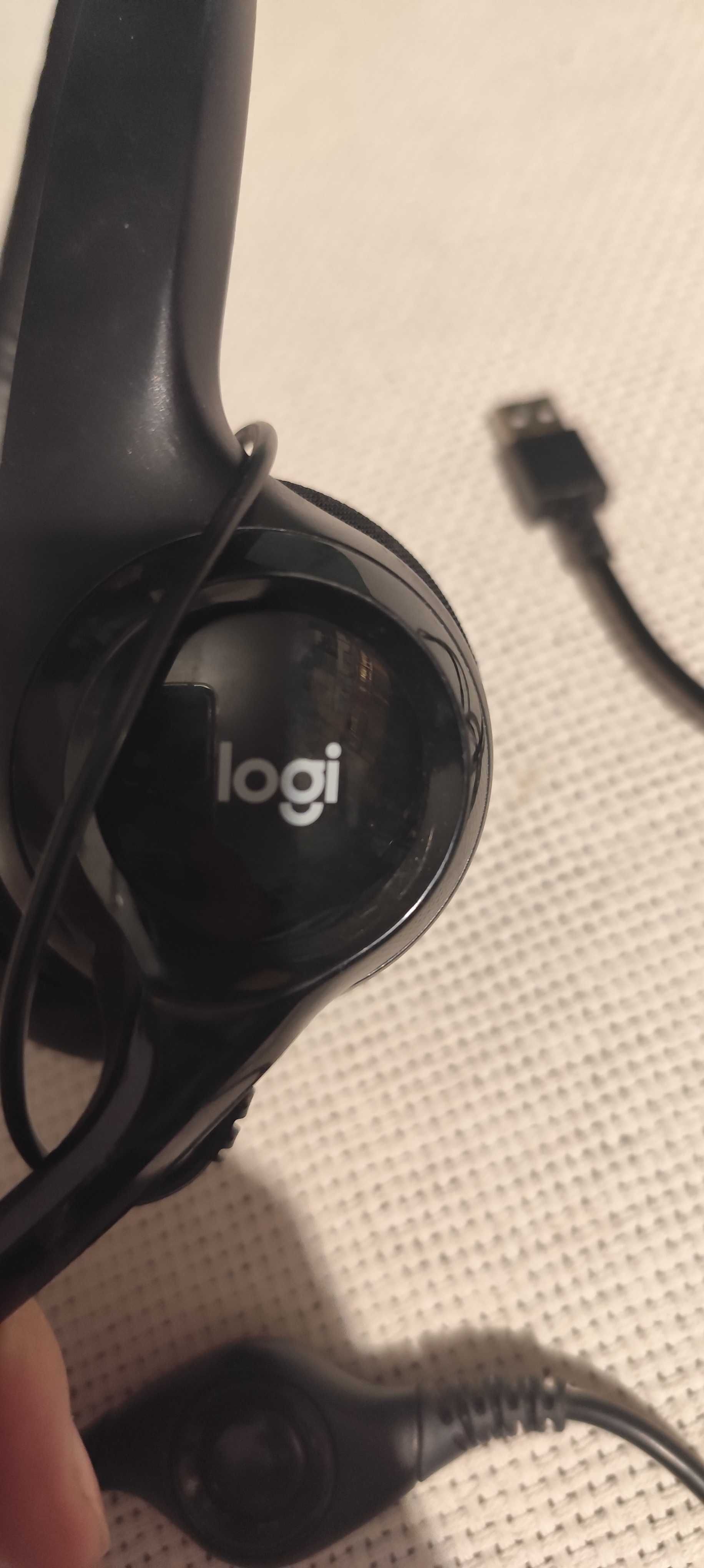 casti cu microfon LOGITEK pe usb cablu lung si consola de volum