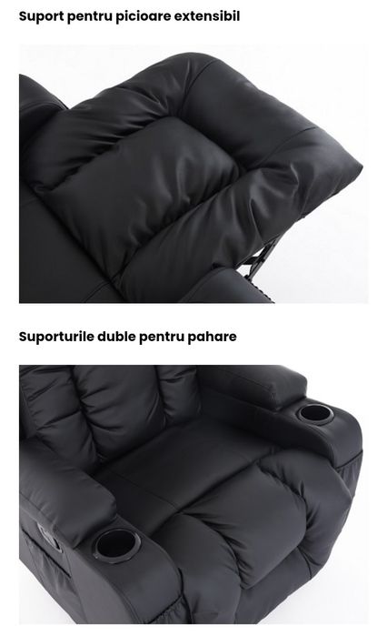 Fotoliu Masaj, Incalzire, rabatabil, suport picioare extensibil,.
