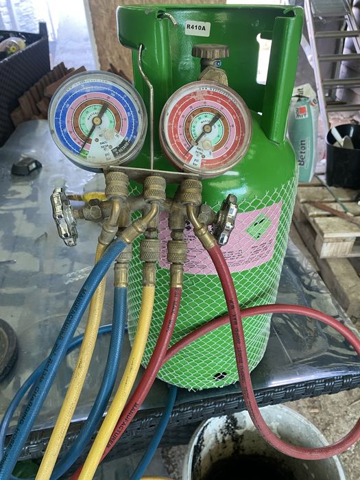 Butelie plină R410A + set manometre profesionale AC / frigotehnic
