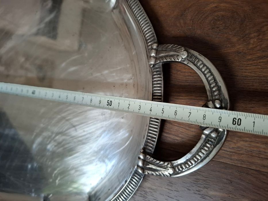 Старинен голям, посребрен поднос