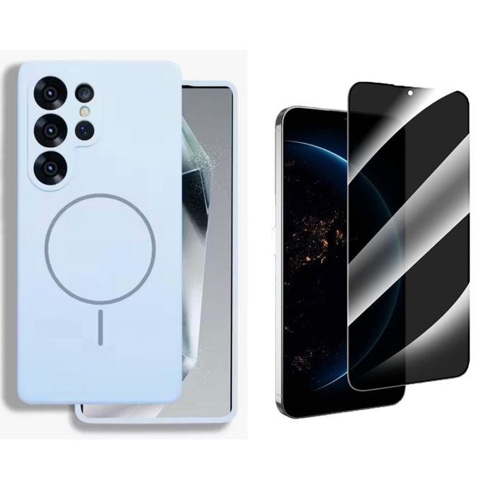 Husa Magsafe Liquid si Folie Sticla - Samsung S24/S25/PLUS/ULTRA