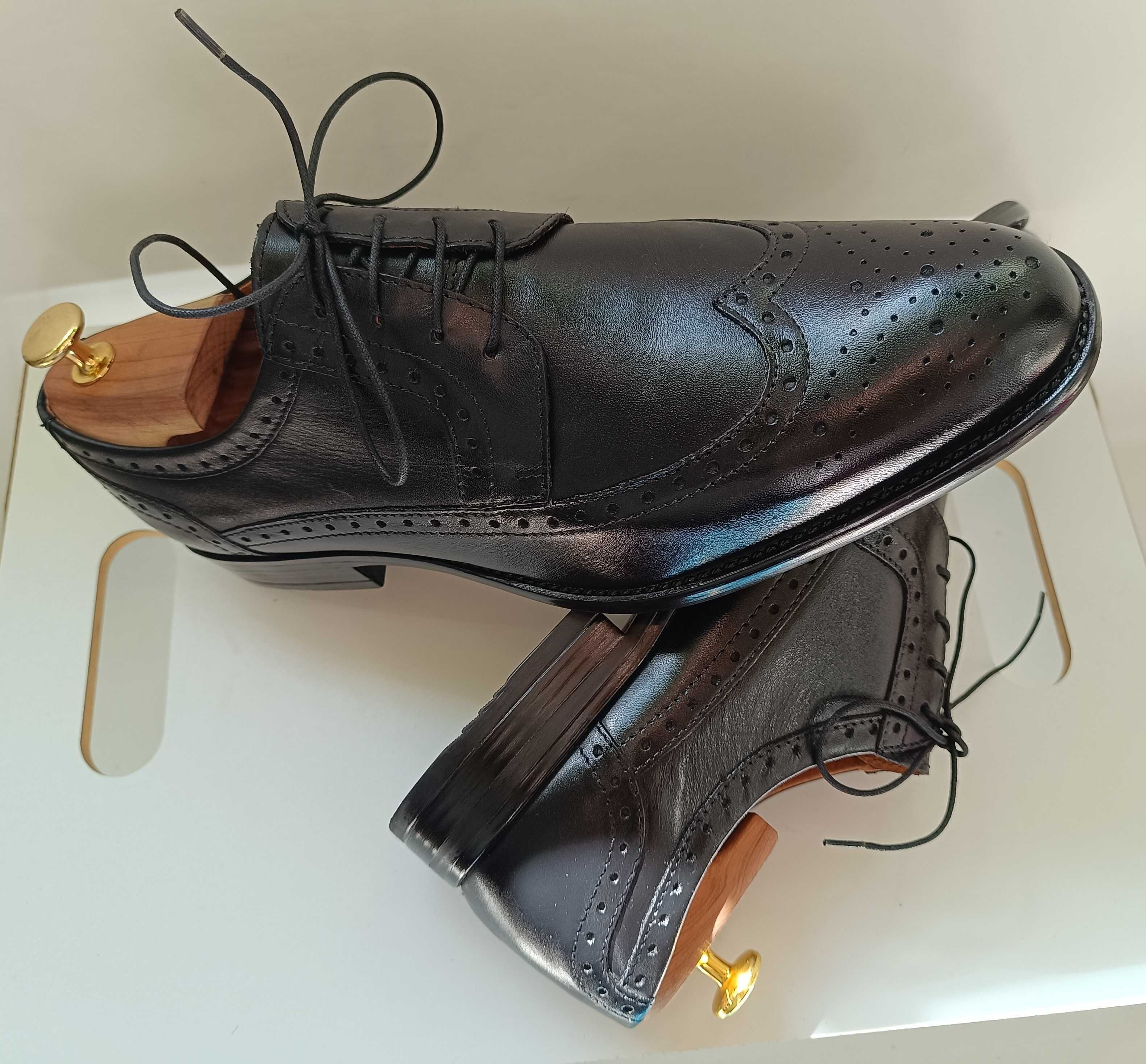 Pantofi derby 43 brogue wingtip Pier One NOI piele naturala moale