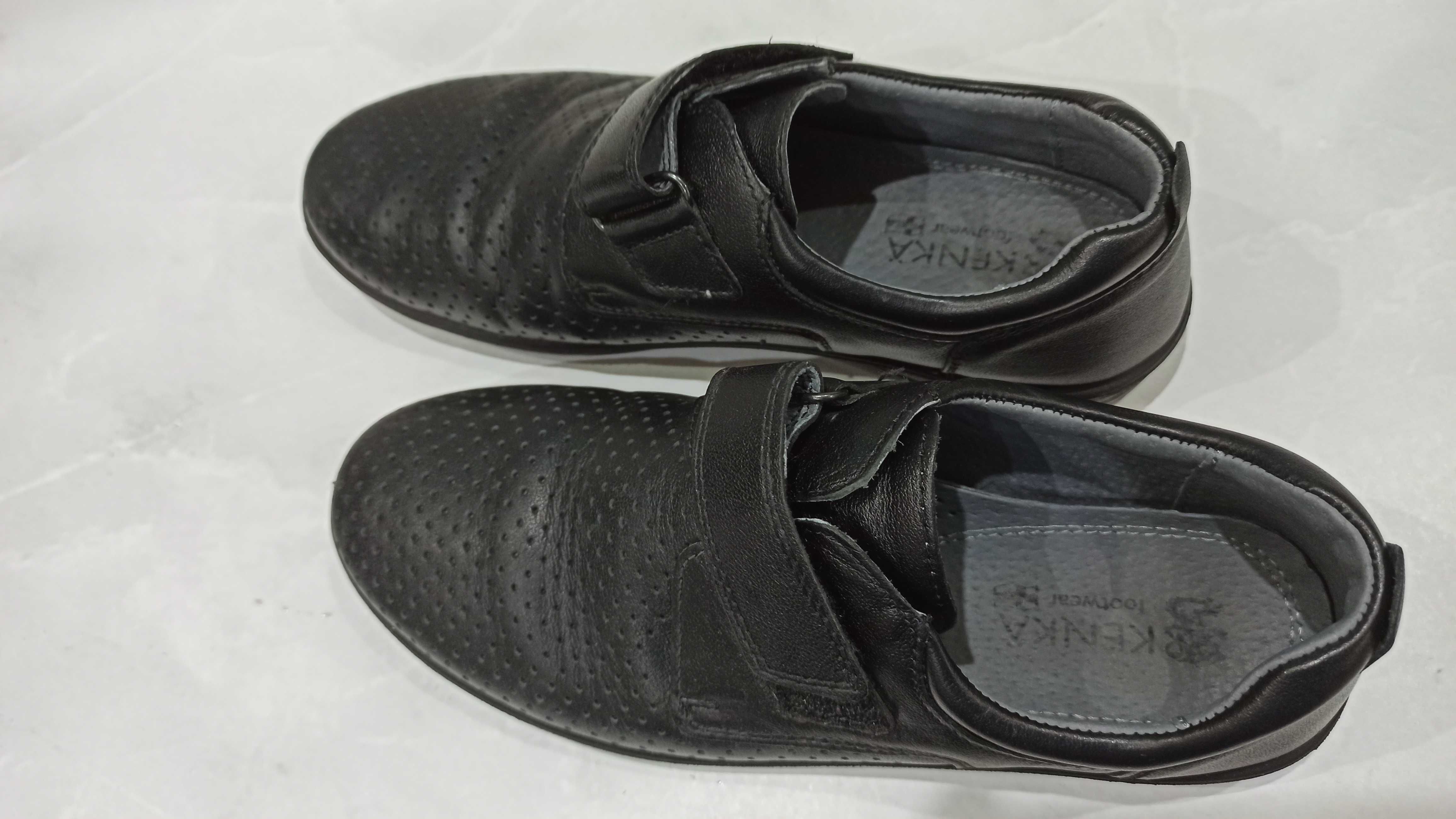 Подростковые школьные туфли черные, натуральная кожа, 37 размер
