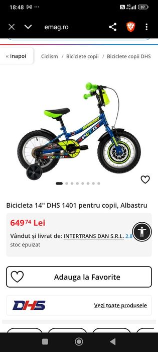 Bicicleta copii DHS 5-6 ani
