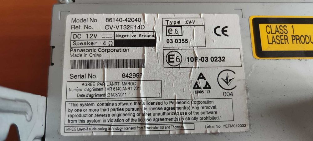 Vând sistem multimedia original Panasonic pentru Toyota RAV4