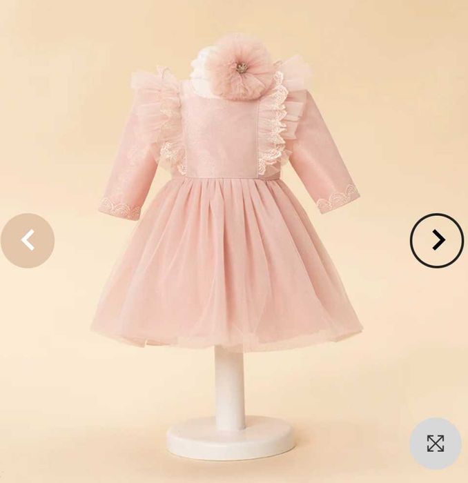 Rochita roz pudra cu sclipici AnneBebe  pentru ocazie, 6-9 luni