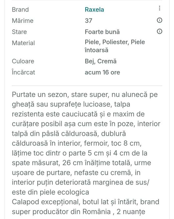 Ghete femei,37, antiderapante și foarte comode, piele naturală