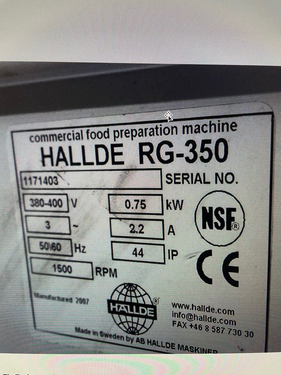 Овощерезка HALLDE RG-350 + стол-подставка Б/У, состояние отличное