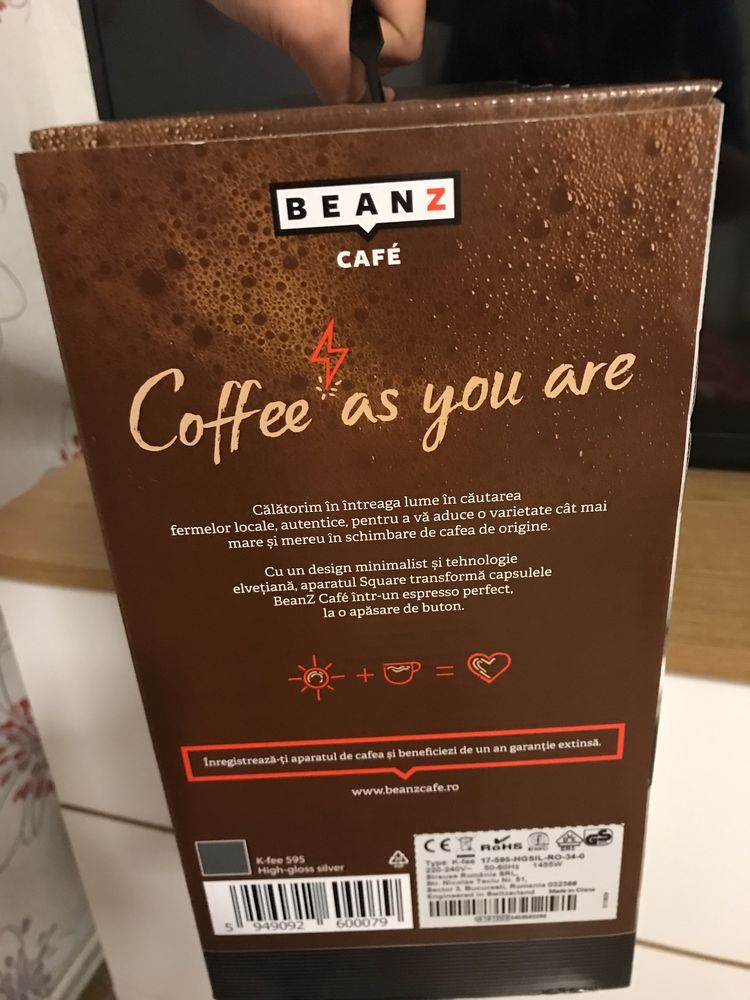 Espressor cafea capsule Beanz Cafe Square nou expresor