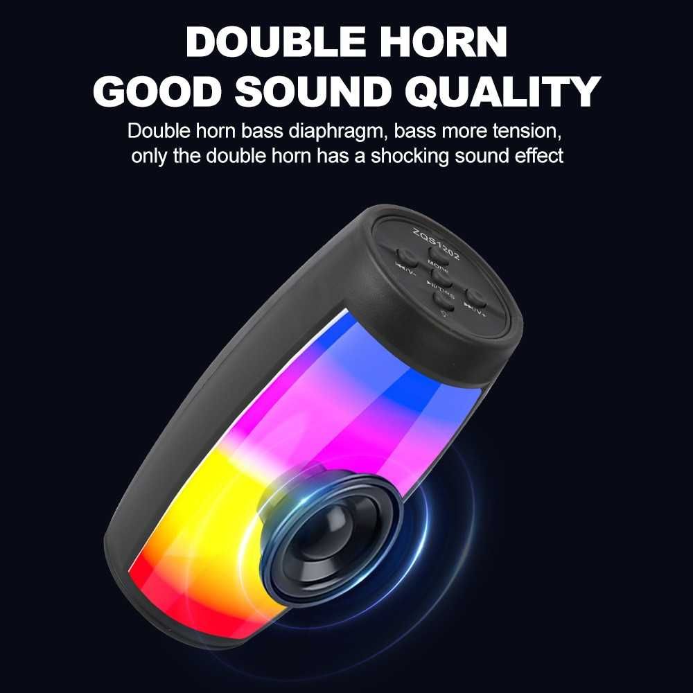 Преносима LED Bluetooth тонколона ZQS1202, Micro SD, USB, FM радио