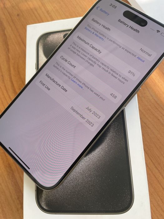 iPhone 15 Pro 256GB 91% Батерия