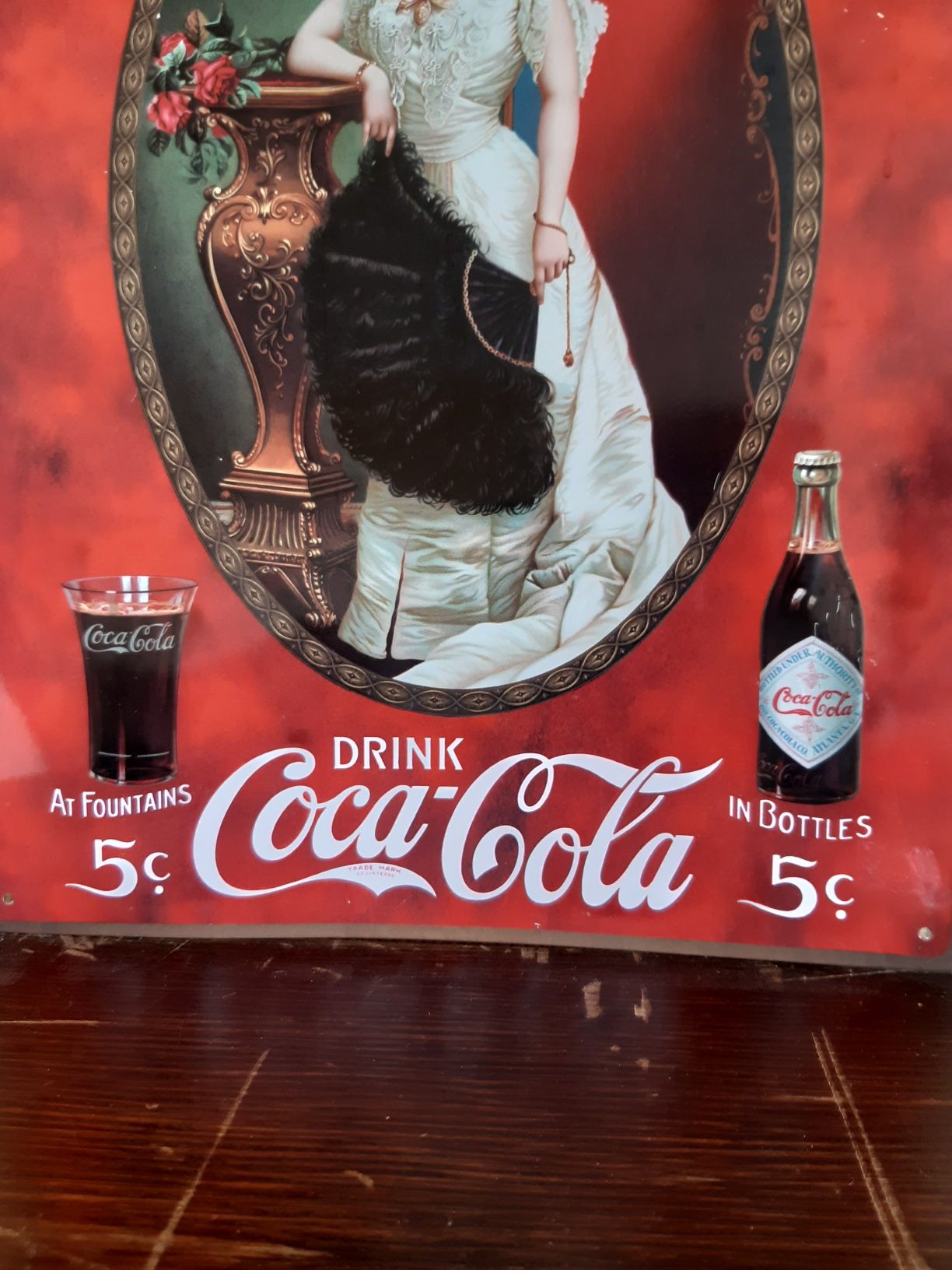 Reclama de colecție decorativa Coca-Cola pe metal cu malț pictat