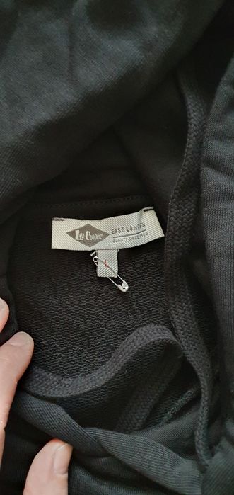 Rochie cu gluga si imprimeu logo, Negru, Marime L