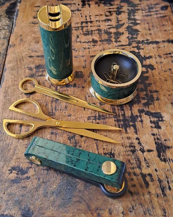 нож и ножица комплект Лерхе Lerche Солинген Solingen лак и 24 злато