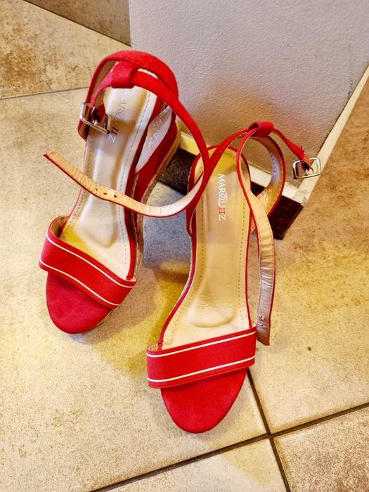 Sandale sexy de vara rosii cu platforma