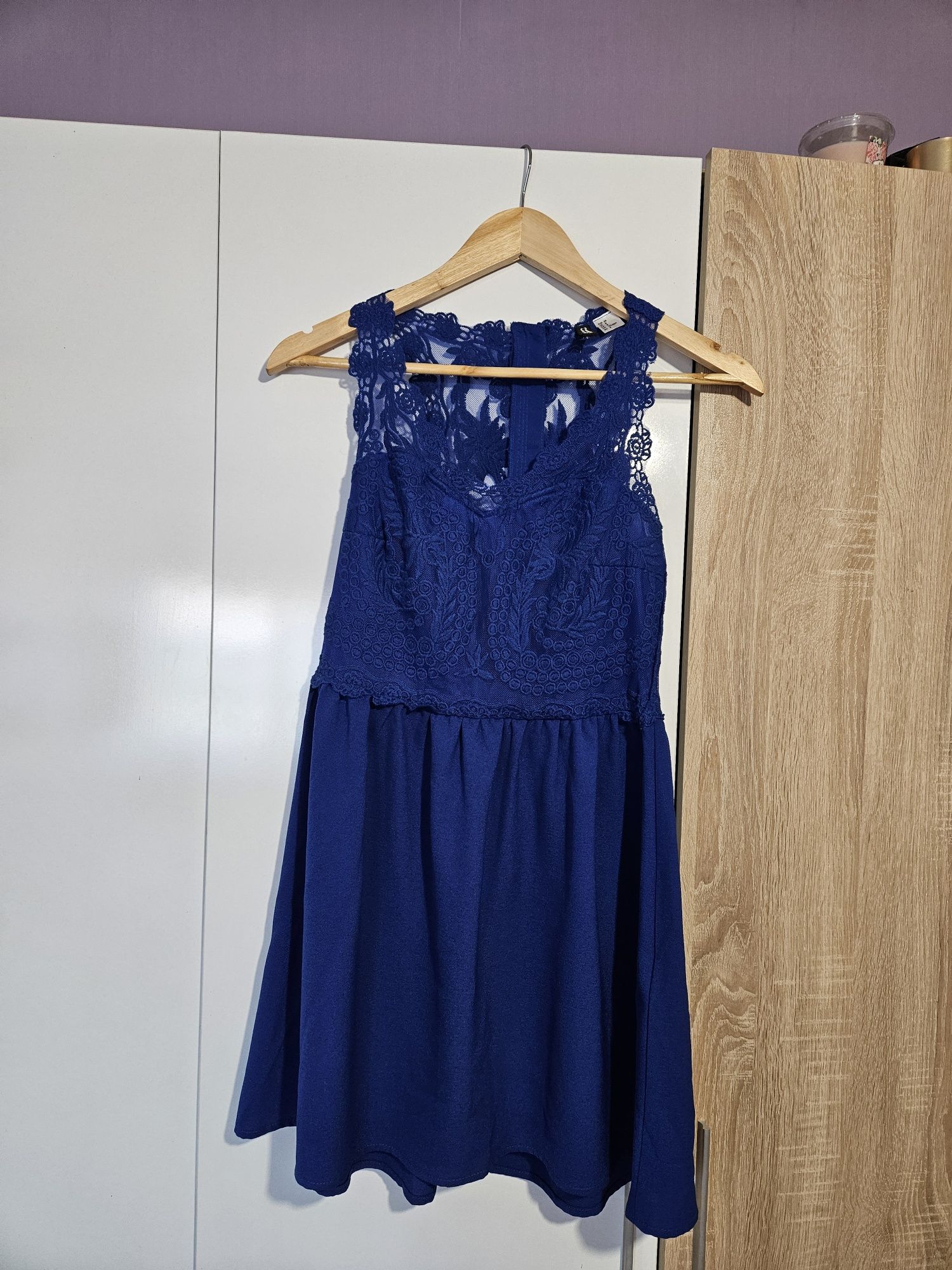 Дамска синя рокля с дантела H&M