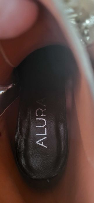 Botine de piele bej, cu toc, ALURA, mar. 39