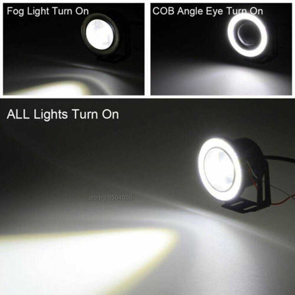 LED халогени тип ангелски очи, 89мм, LED Super Lamp Fog Angel Eyes
