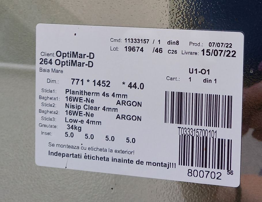 Sticlă ușe termopan