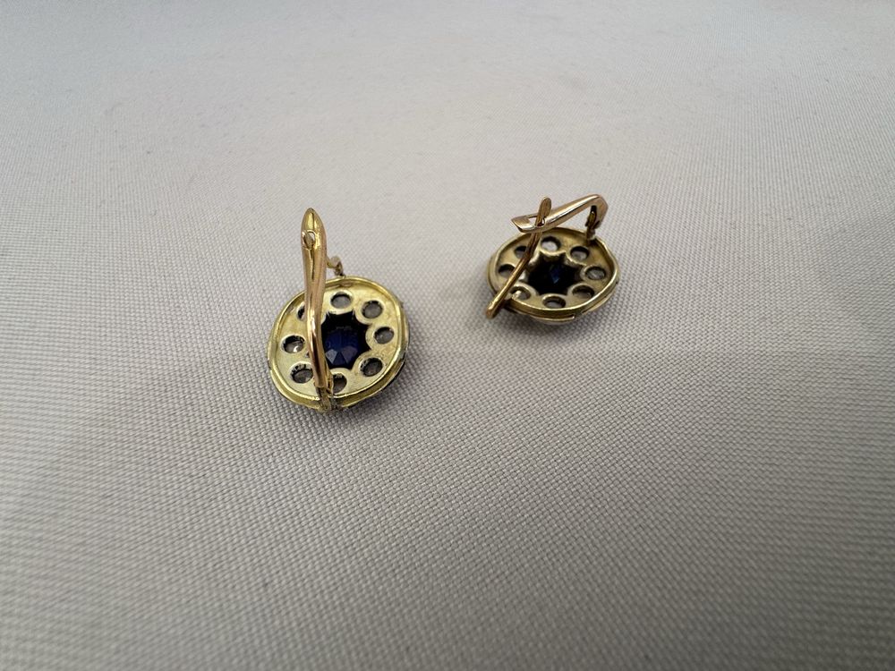 Cercei din aur, argint, safir si diamante