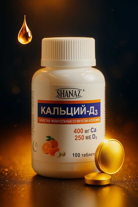 Кальций-Д3 жевательные таблетки со вкусом апельсина № 100