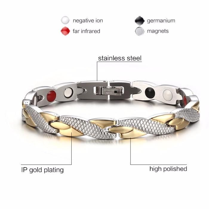 Brăţară magnetica terapeutică , placată cu aur de 18k