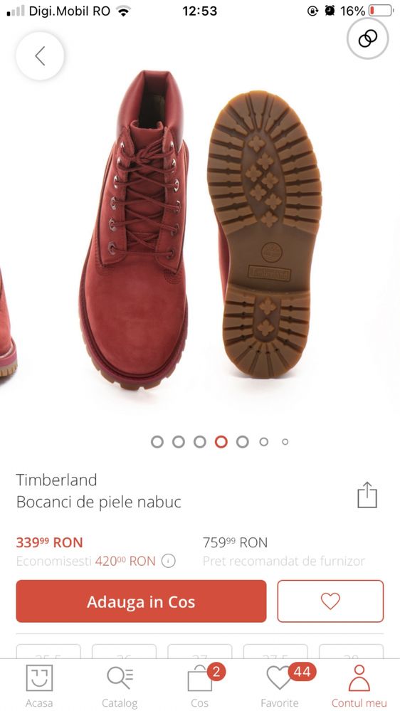 Bocanci timberland rezistenti la apa, marimea 39.5