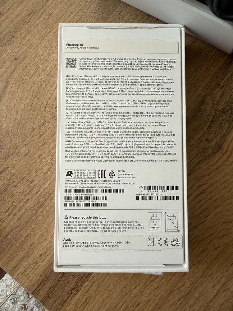 Iphone 16 PRO 256 Gb