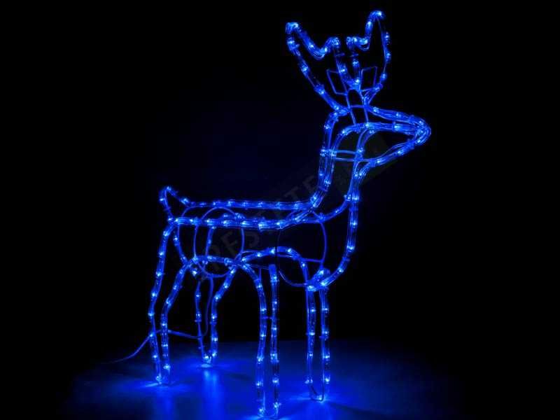Светещи 3D елени с флаш ефект студено бяла светлина 110см х 80см