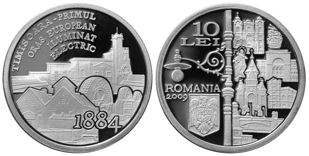 Moneda BNR 10 lei argint Timisoara primul oras... gradata NGC PF 69 UC