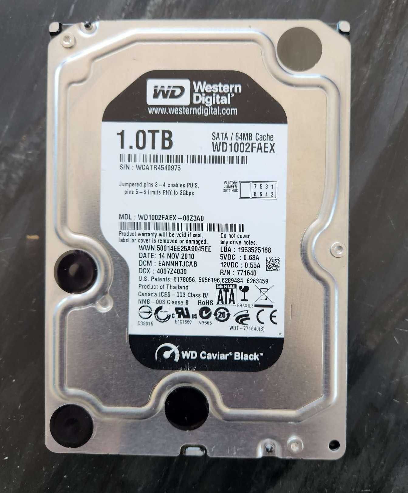 Твърд диск за десктоп 1TB WD Caviar Black - SATA 6Gb/s, 7200rpm, 64MB