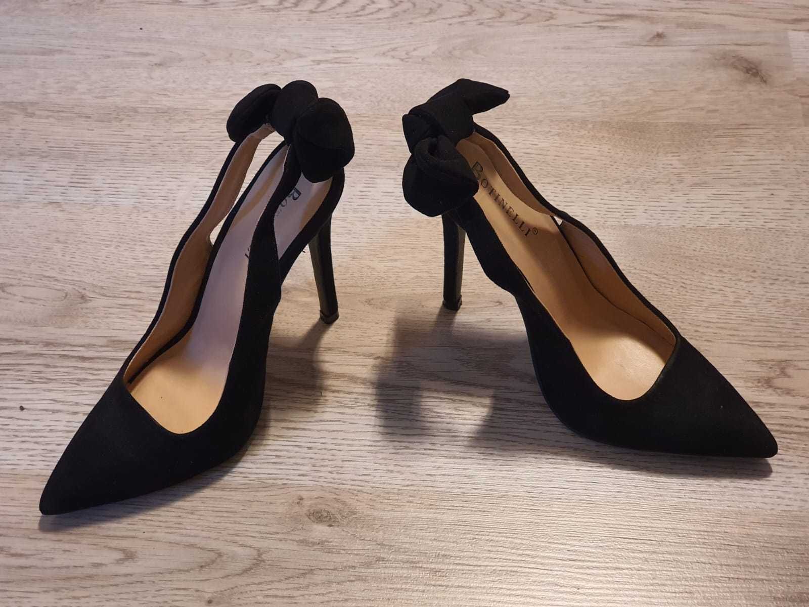 Pantofi stiletto, negri, catifea, mărimea 37