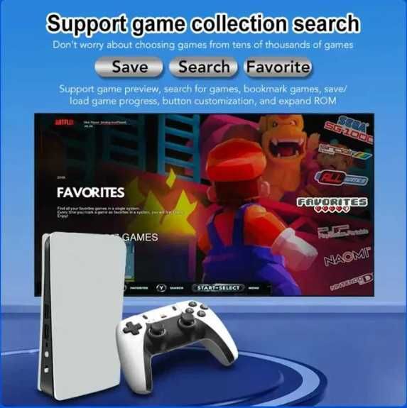Конзола RS5, 45 000+ игри, Два безжични джойстика, 4K UltraHD