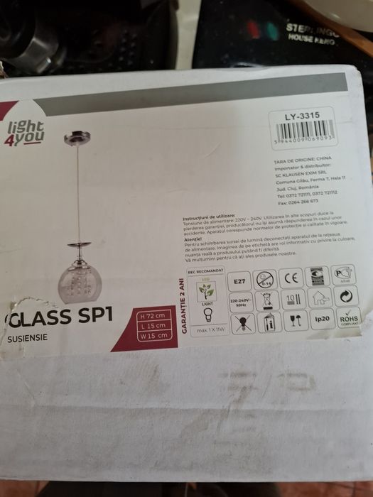 Lampă, veioză, suspensie nouă