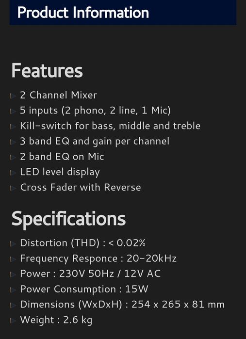 Mixer Audio MC Crypt DJ-60